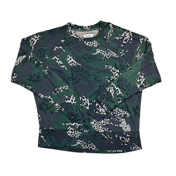 Zadig & Voltaire Upper AO Camou Cheetah Camo Crew Sweatshirt Women's S - Picture 1 of 8